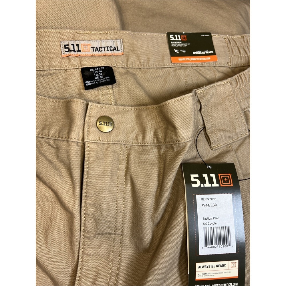 5.11 Tactical Cargo Pants 44x30ā Beige 74251 Cotton Elastic Waist Knee Pad Ready - Picture 4 of 16
